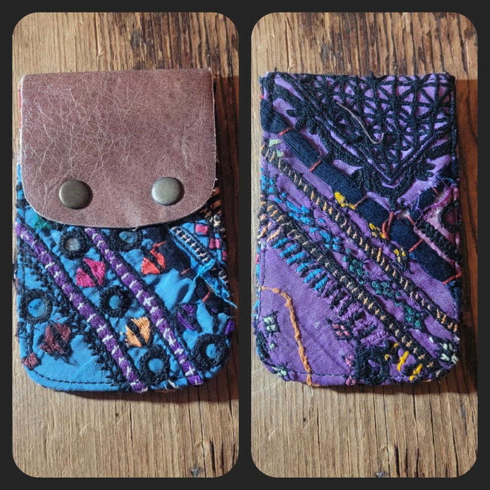🍄🪬 Free People Boho Embroidered Repurposed vtg banjara hippie Wallet card case